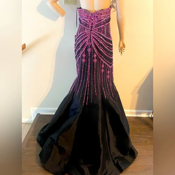 NWT Rachel Allan black & pink Formal Gown - Picture 6 of 14